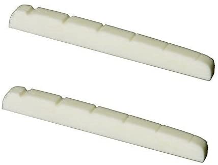 GreentenMic 2 Pcs 6 String Electric Bone Nut Cattle Bone Slotted Replacement (42 X 3.5, Unbleached)